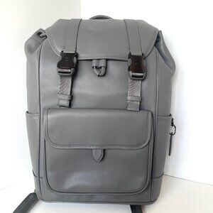 Coach League Flap Backpack Mens Large Leather Charcoal Gray CU072 Laptop Bag